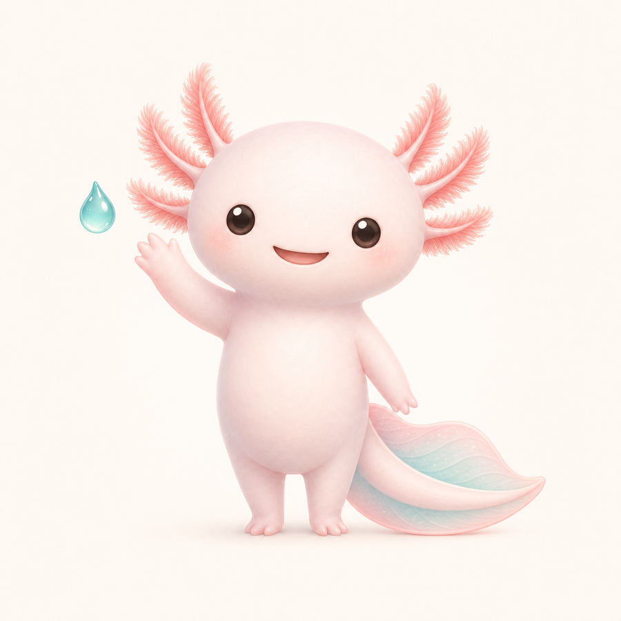 Axo, the Axolog axolotl mascot, waving